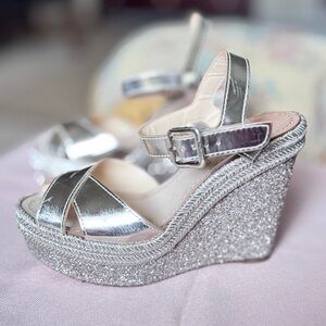 Christian Louboutin Gold Red bottom Wedge Sandals